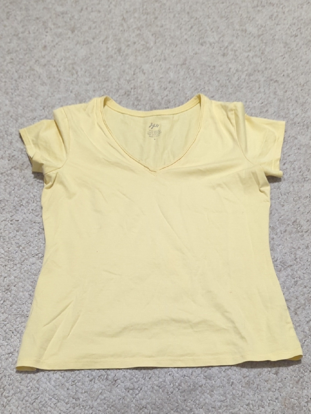 J. Jill Pale Yellow V-Neck Short Sleeve Top